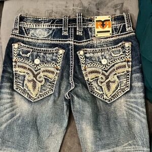 Rock Revival Blue Bootcut Jeans with Embroidered Pockets